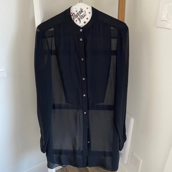 BABATON Black Semi Sheer Blouse - Picture 1 of 4